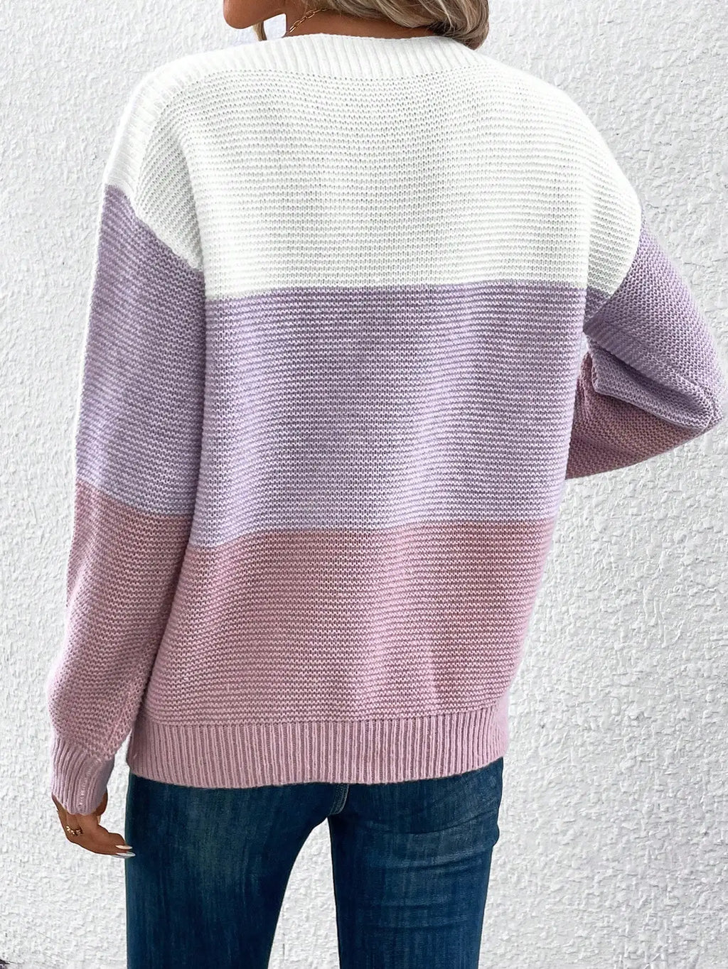 Women's Three-Color Patchwork Knit Sweater