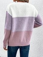 Women's Three-Color Patchwork Knit Sweater
