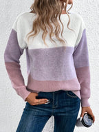 Women's Three-Color Patchwork Knit Sweater