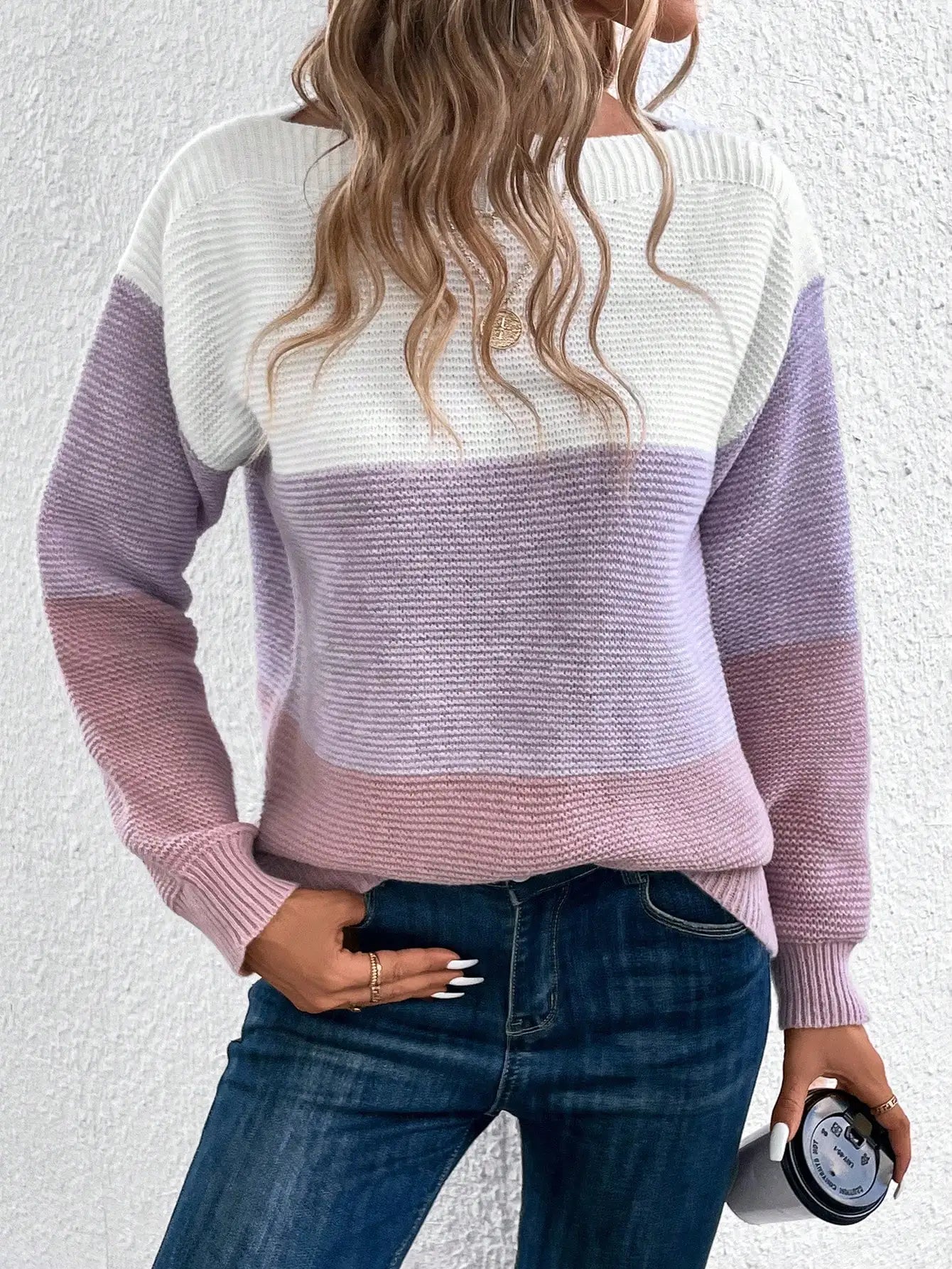 Women's Three-Color Patchwork Knit Sweater