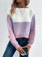 Women's Three-Color Patchwork Knit Sweater