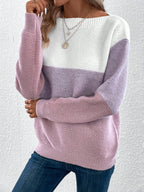 Women's Three-Color Patchwork Knit Sweater