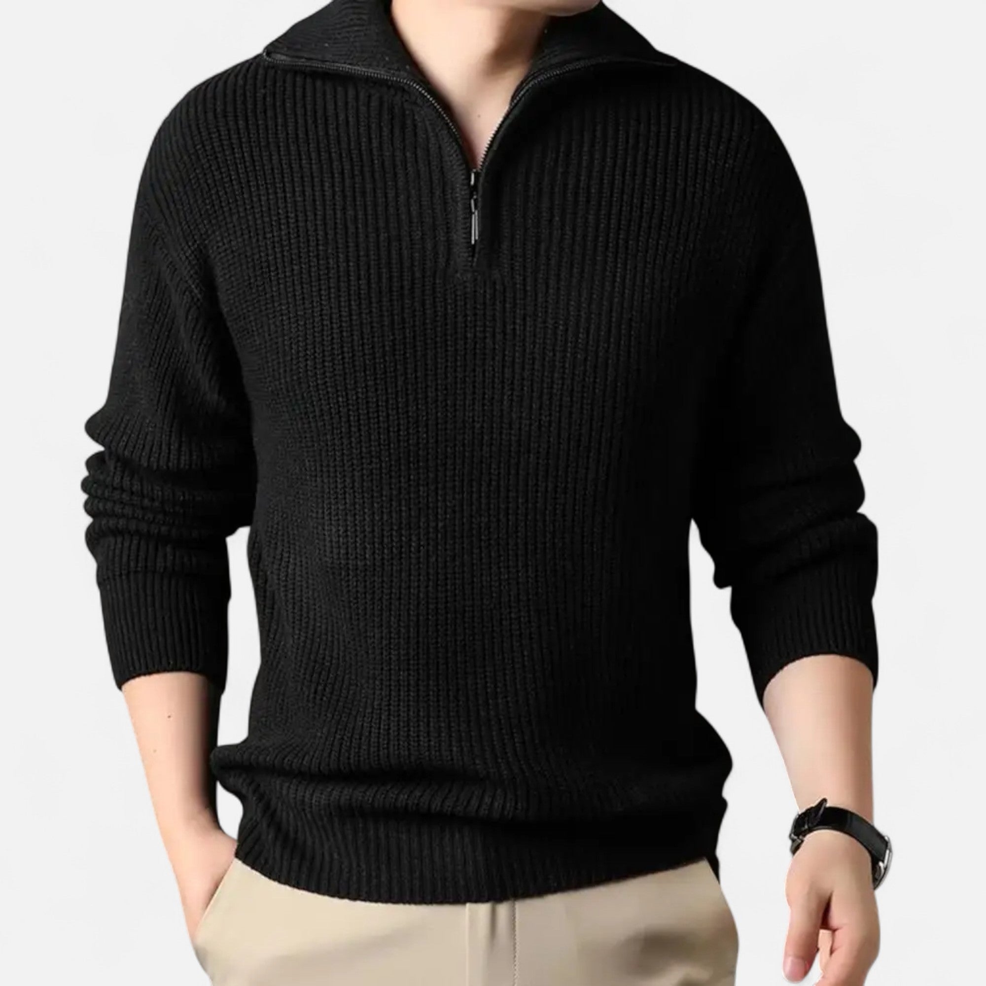 Men's Wool-Blend Half-Zip Sweater