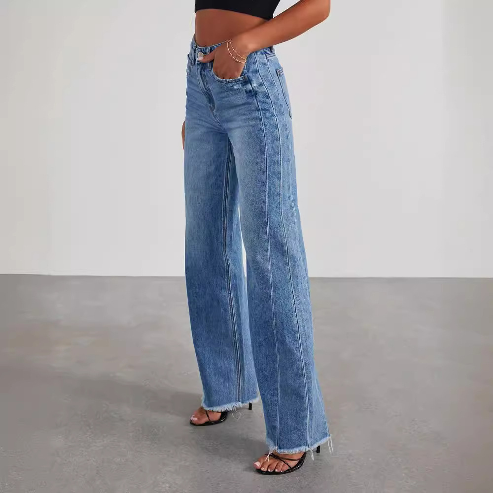 Women’s Trendy Elegance High-Waisted  Wide-Leg Jeans for Casual Occasion