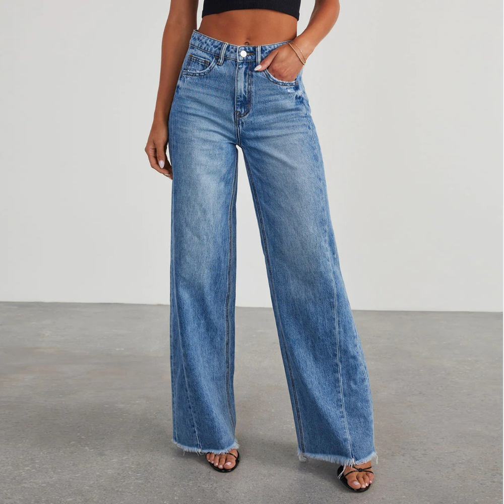 Women’s Trendy Elegance High-Waisted  Wide-Leg Jeans for Casual Occasion