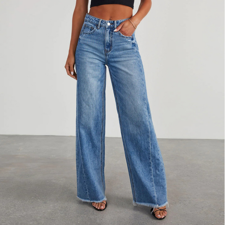 Women’s Trendy Elegance High-Waisted  Wide-Leg Jeans for Casual Occasion