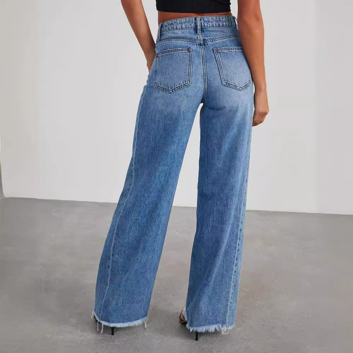 Women’s Trendy Elegance High-Waisted  Wide-Leg Jeans for Casual Occasion