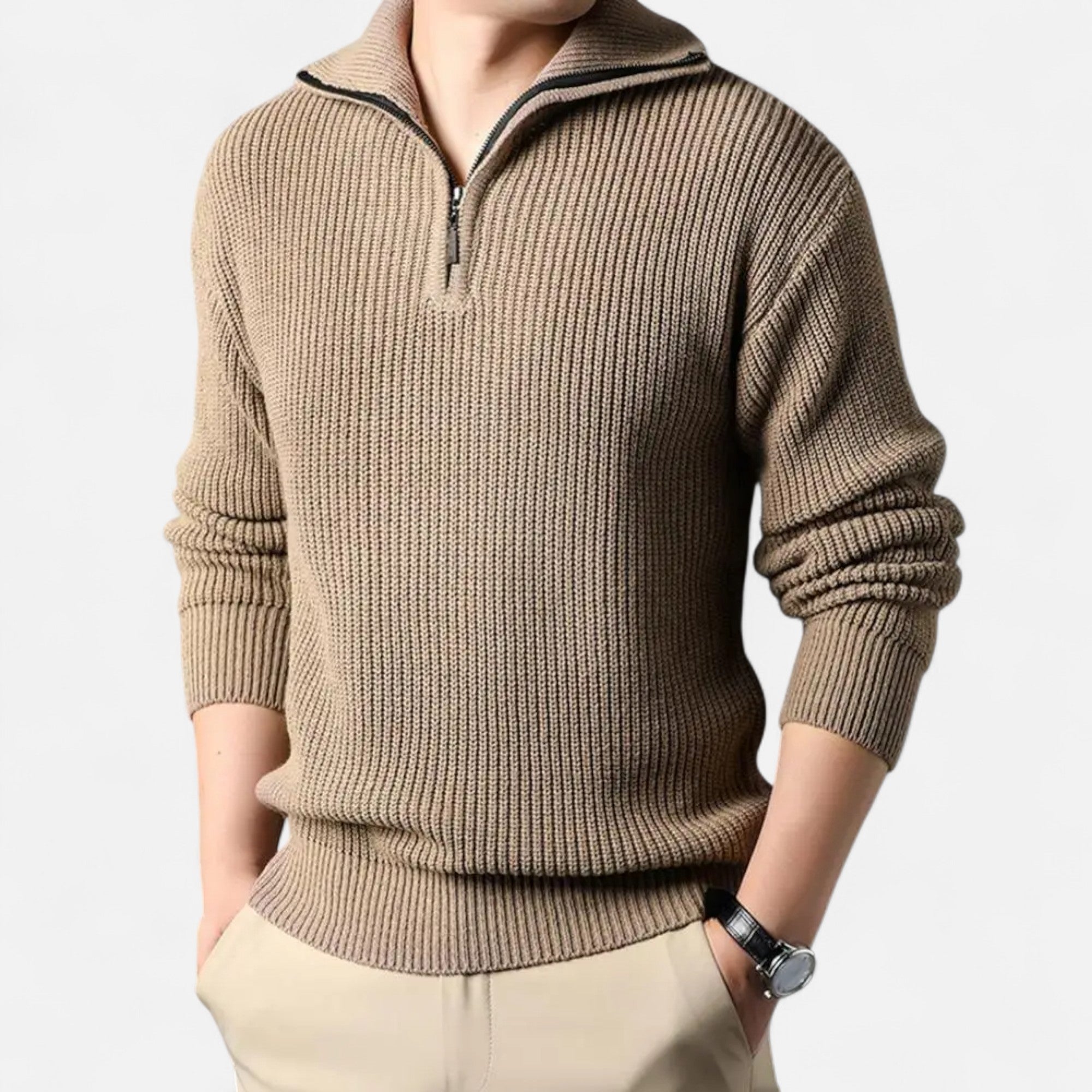 Men's Wool-Blend Half-Zip Sweater