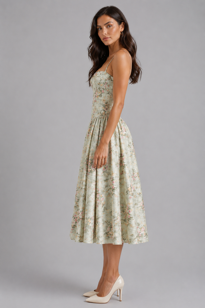 Floral Corset Midi Dress