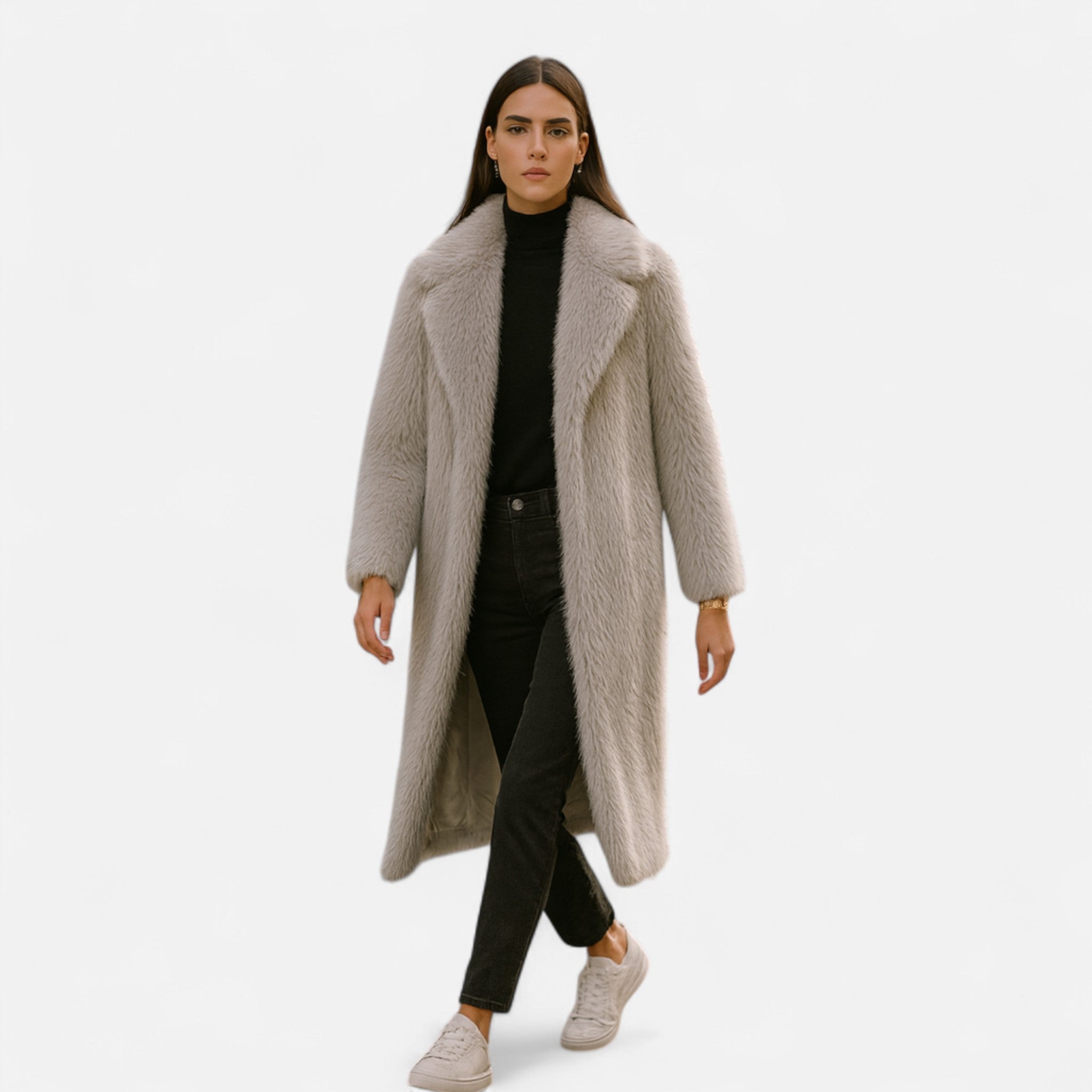 Women's Long Faux Fur Overcoat