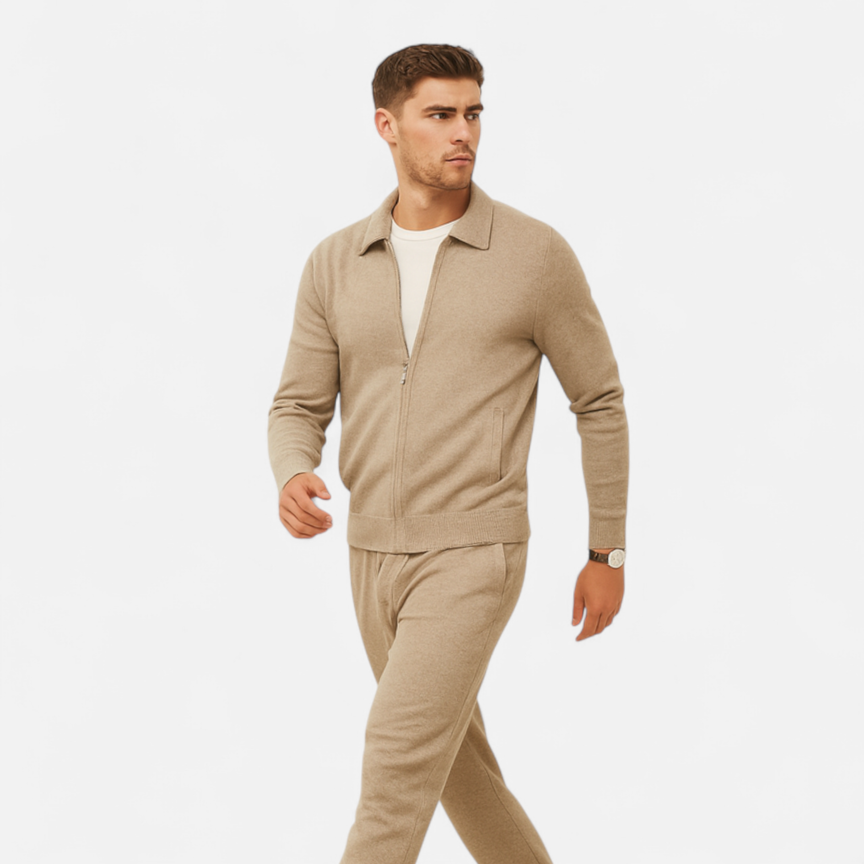 Men's Wool Cashmere Zip Sweater