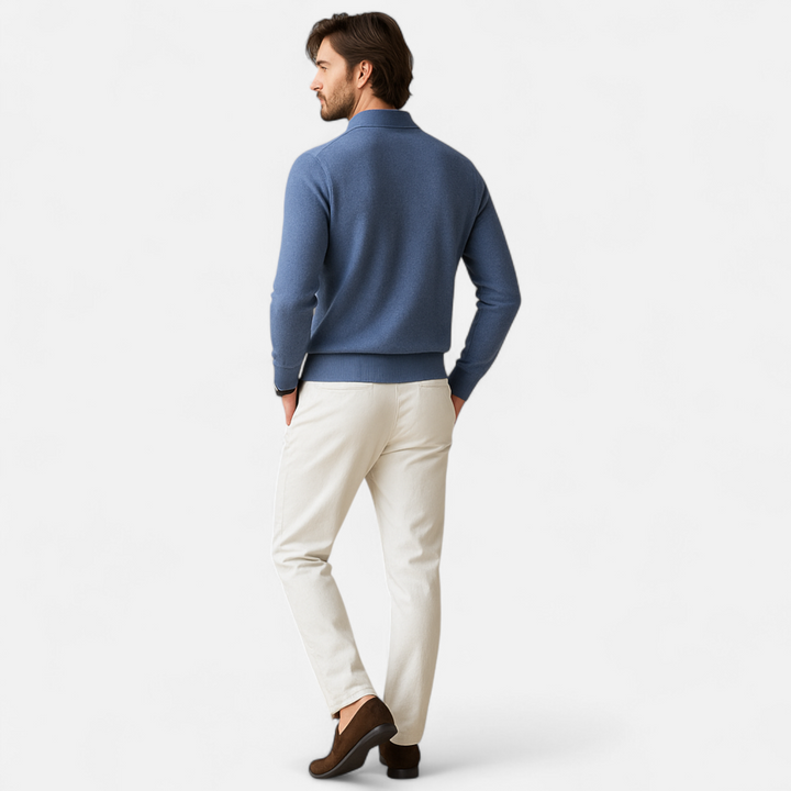 Smart Casual Warm Button Polo Sweater for Men