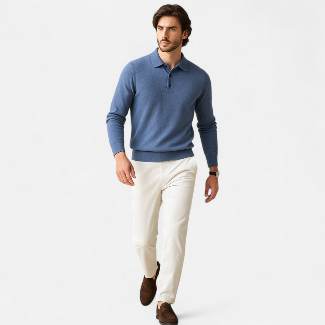 Smart Casual Warm Button Polo Sweater for Men
