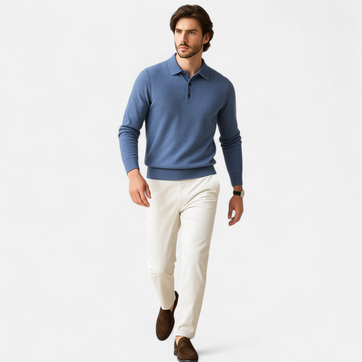 Smart Casual Warm Button Polo Sweater for Men