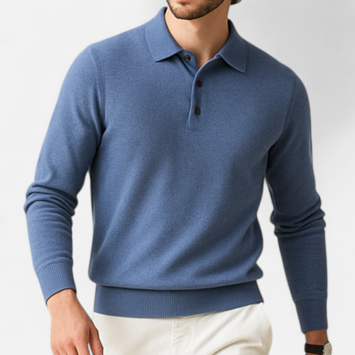 Smart Casual Warm Button Polo Sweater for Men