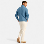 Men's Thick Knit Turtleneck Zip Sweater