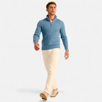 Men's Thick Knit Turtleneck Zip Sweater