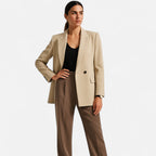 Women Double-Breasted Vintage Blazer Coat