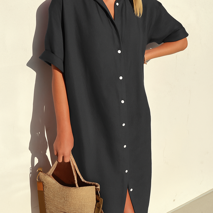 Women’s Classic Versatile Outdoor Linen Shirt Dress