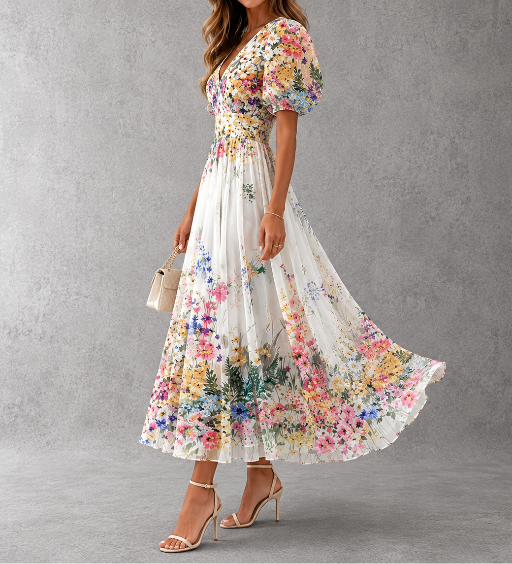 Floral Short Sleeve Maxi Dress