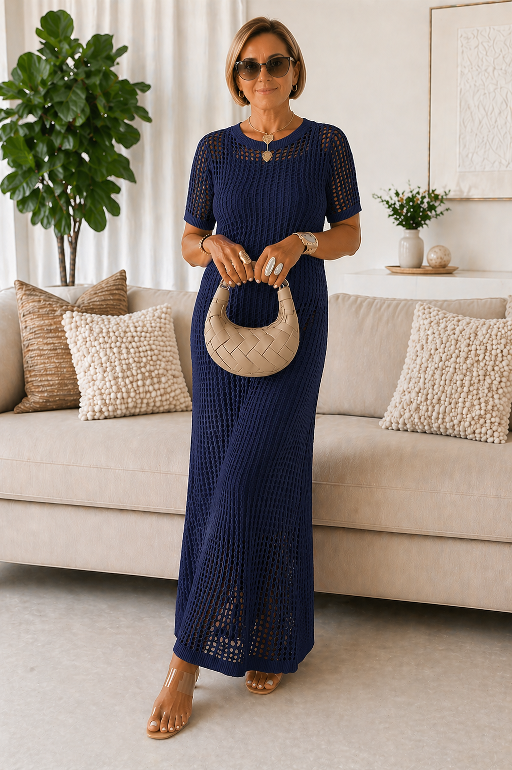 Vestido maxi con capas y recortes