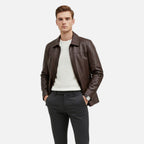 Men's PU Leather Stand Collar Jacket