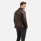 Men's PU Leather Stand Collar Jacket