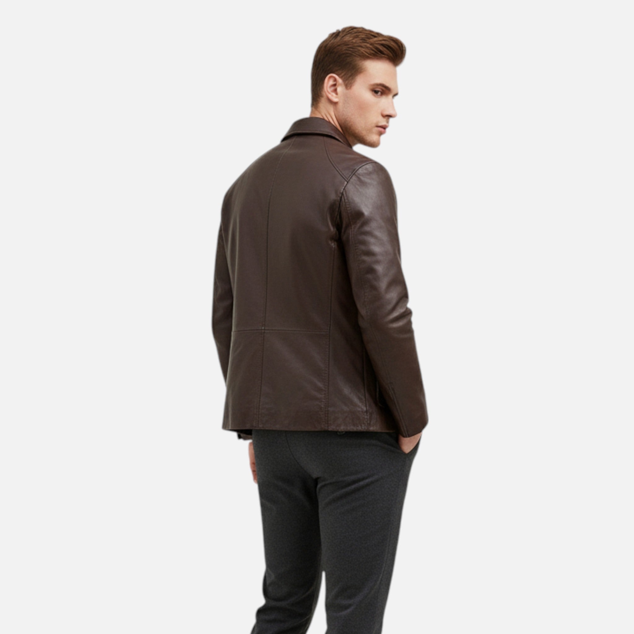 Men's PU Leather Stand Collar Jacket
