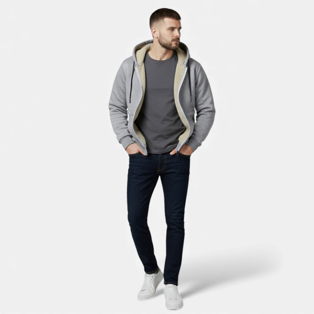 Men's Fleece-Lined Winter Hoodie Jacket