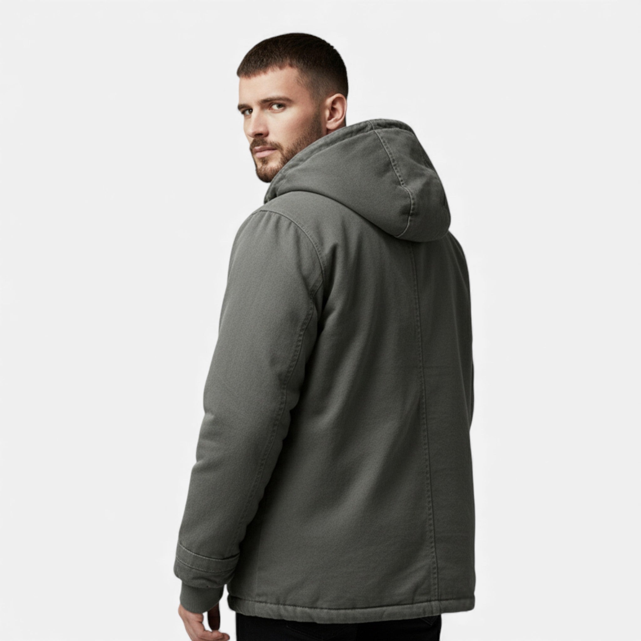 Men's Lamb Fleece Hooded Winter Coat