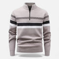 Men's Thick Half-Zip Striped Knit Sweater