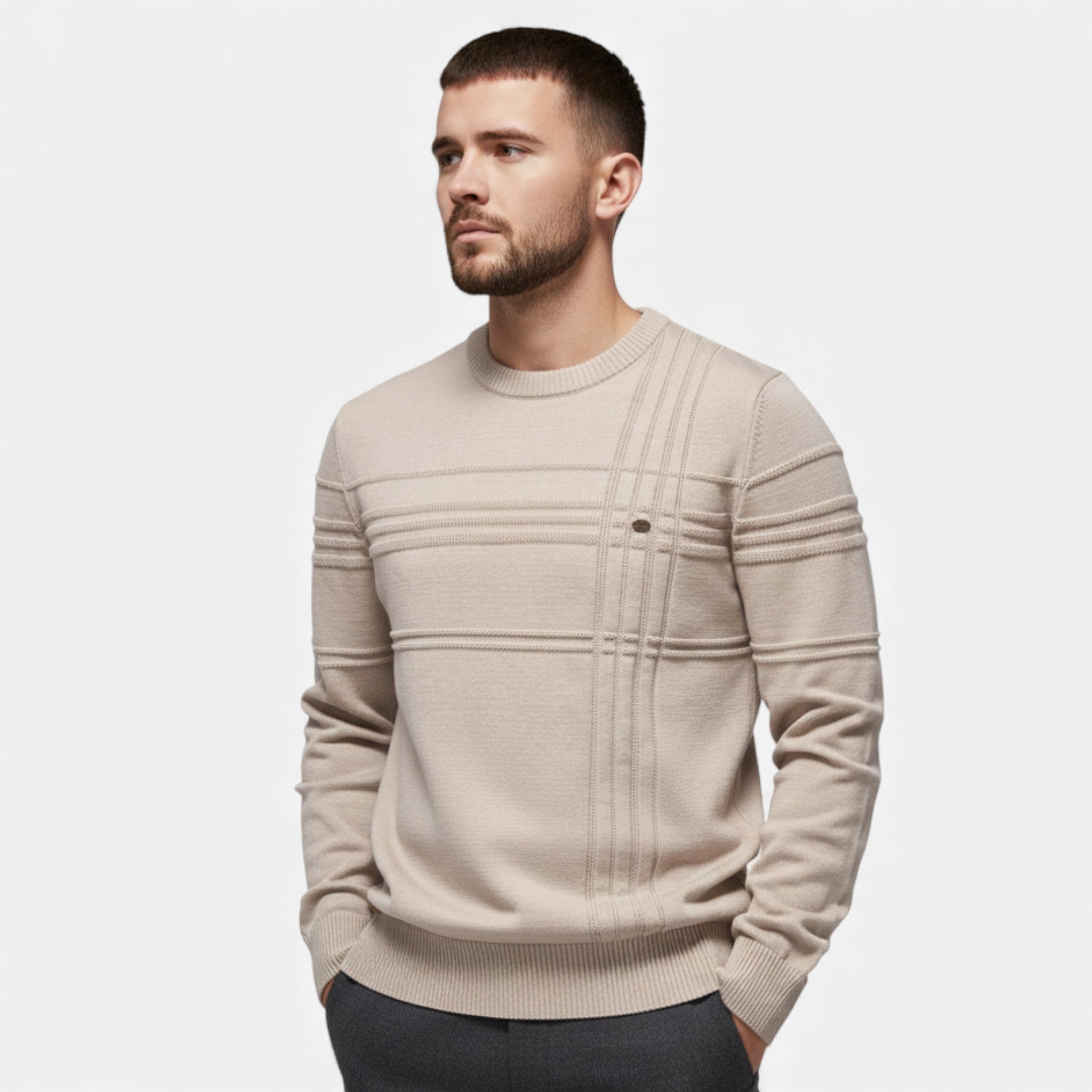 Men's Slim Fit Structured Knit Sweater