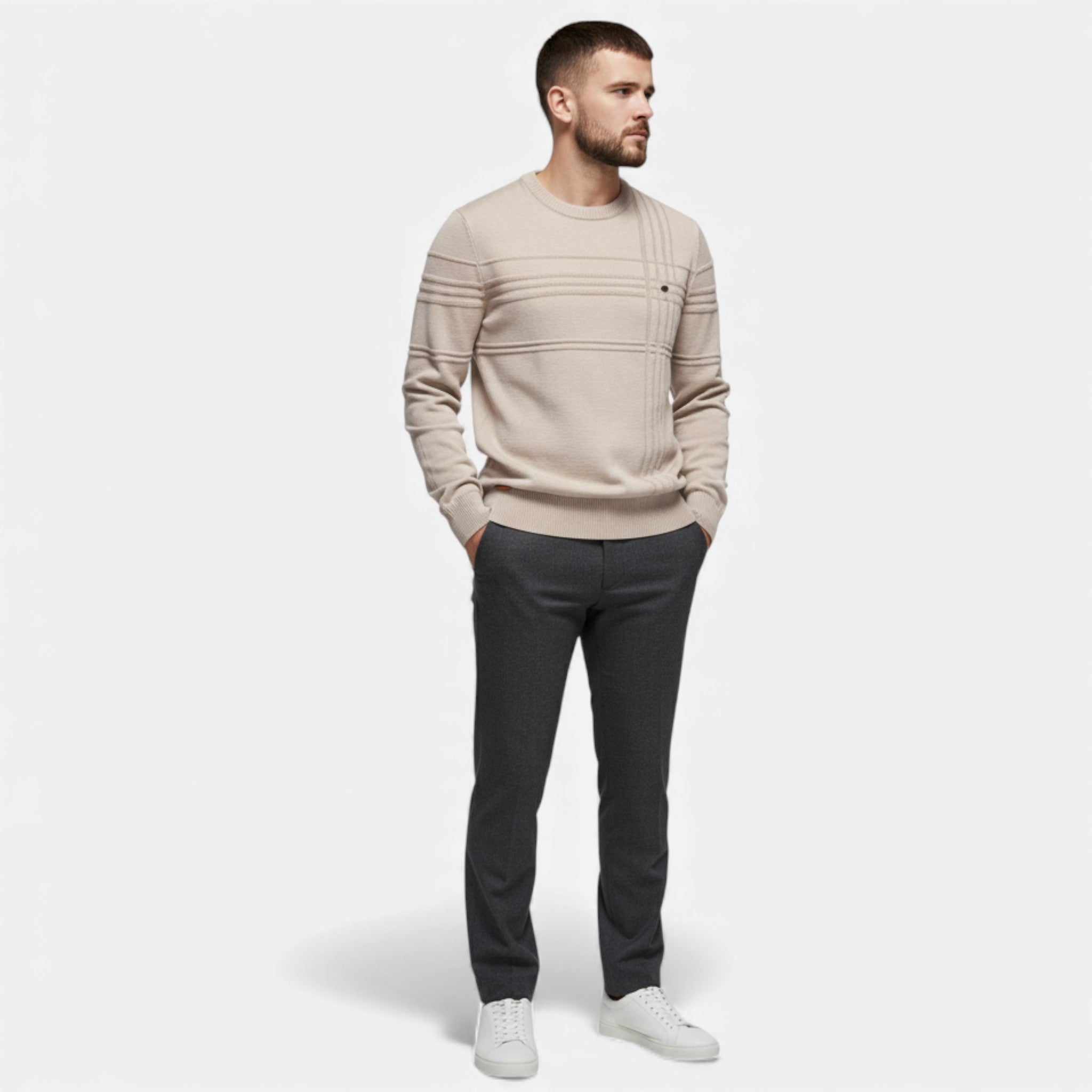 Men's Slim Fit Structured Knit Sweater