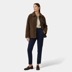 Women's Reversible Brown Teddy Jacket with Turn-Down Collar