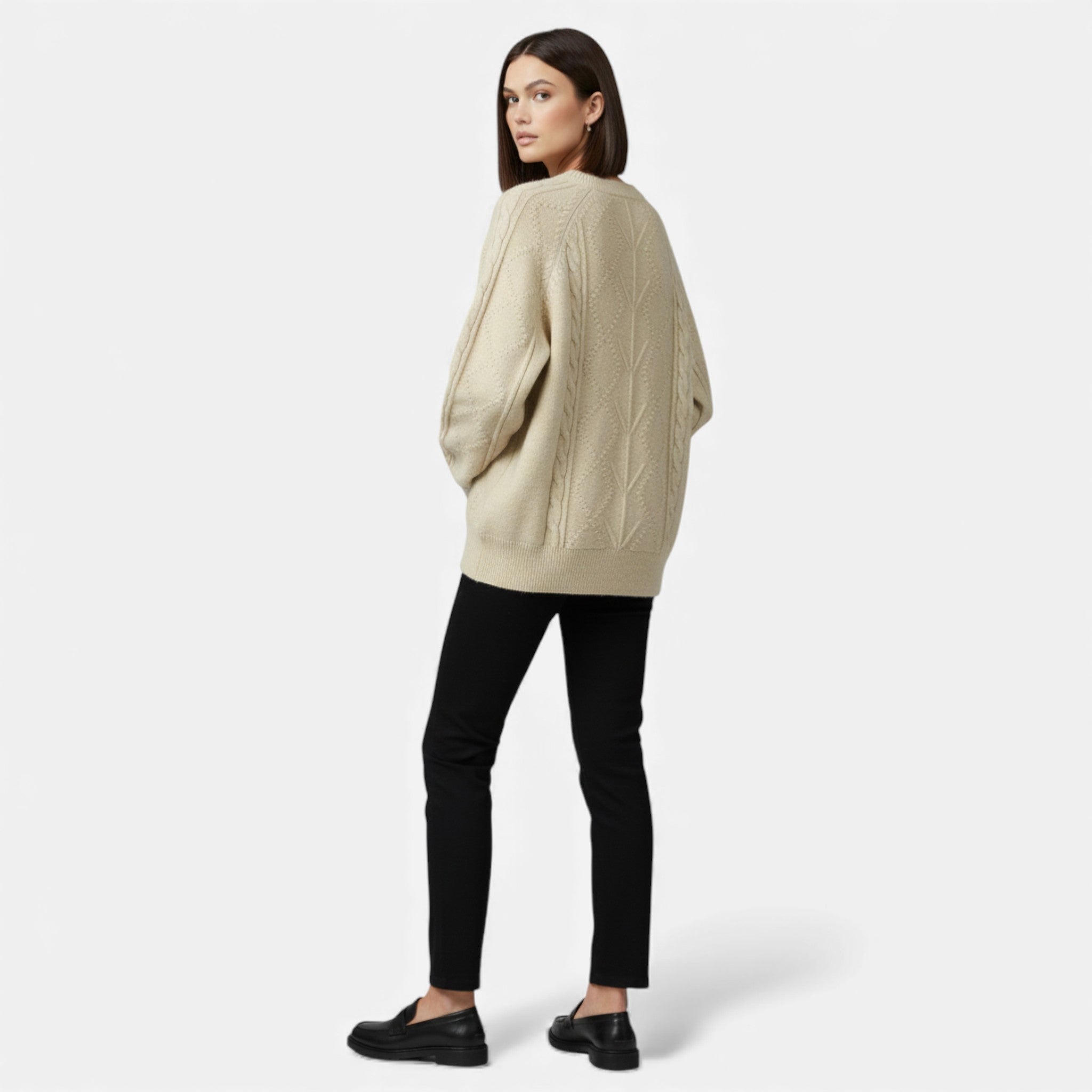 Women's Loose-Fit Knitted Cable Sweater