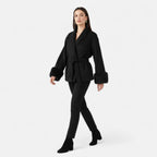 Women Faux-Fur Lace-Up Coat