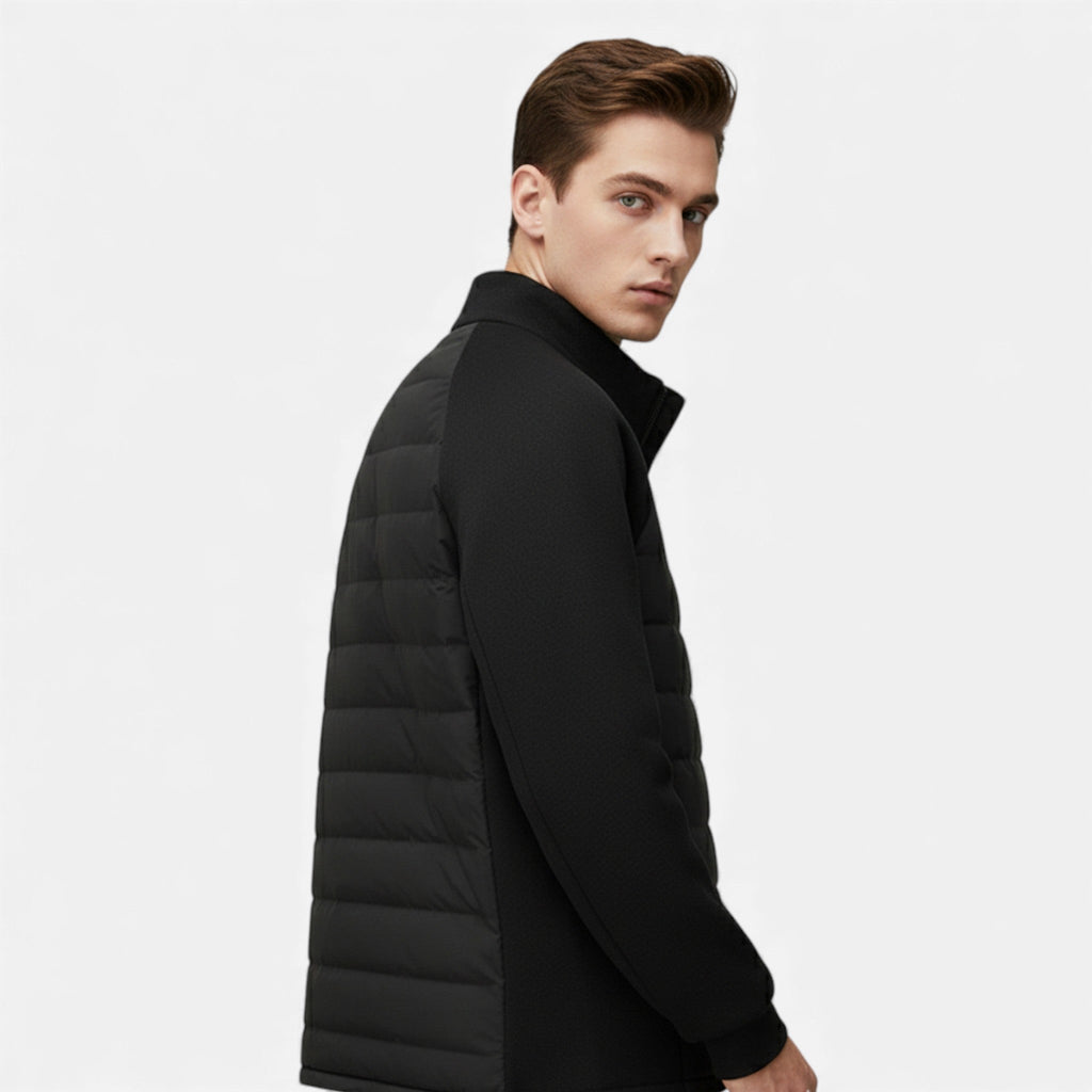 Men's Quilted Down Jacket with Stand-Up Collar