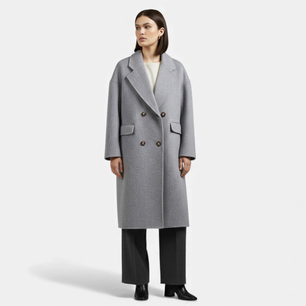 Women’s Double Pocket Wool Blend Winter Coat