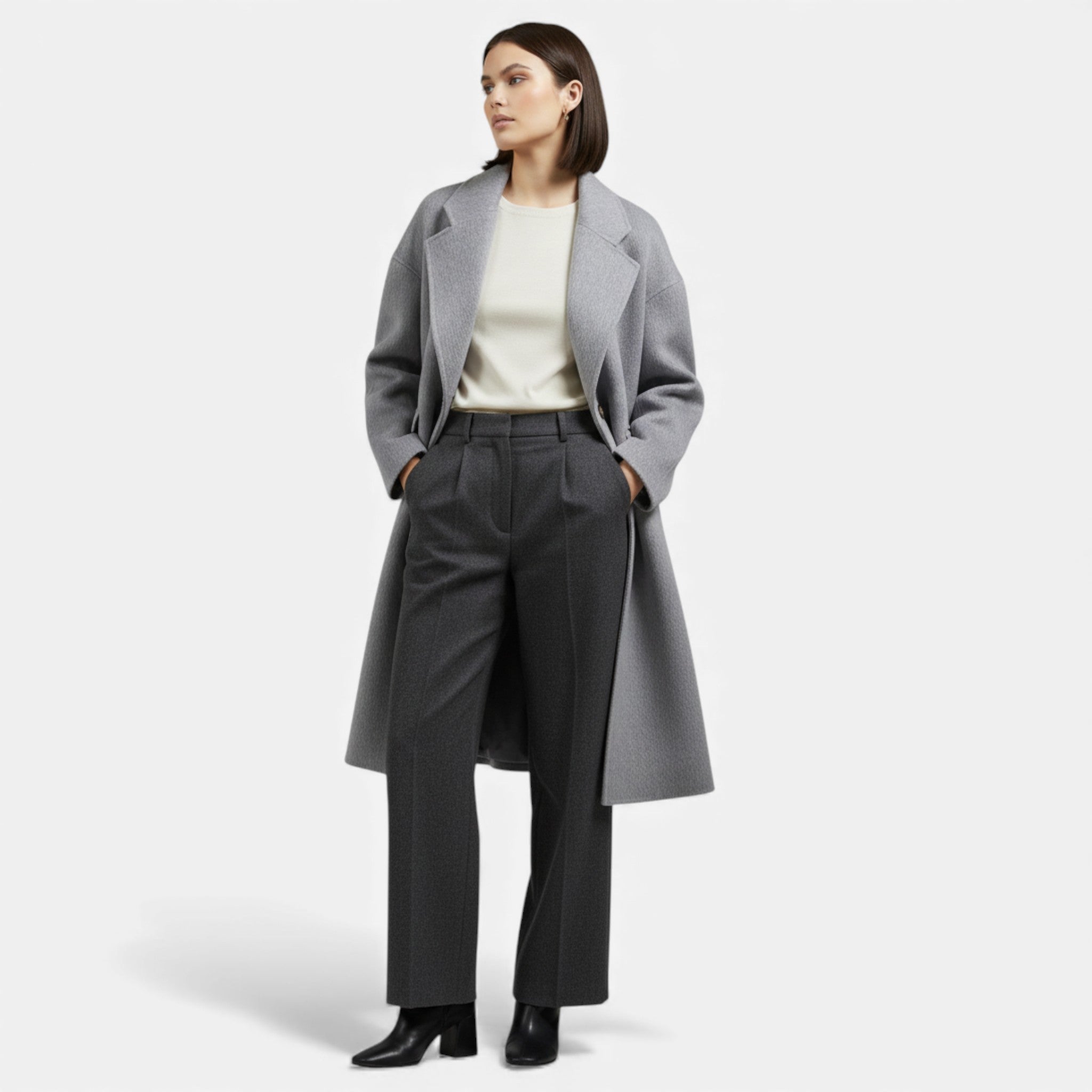 Women’s Double Pocket Wool Blend Winter Coat