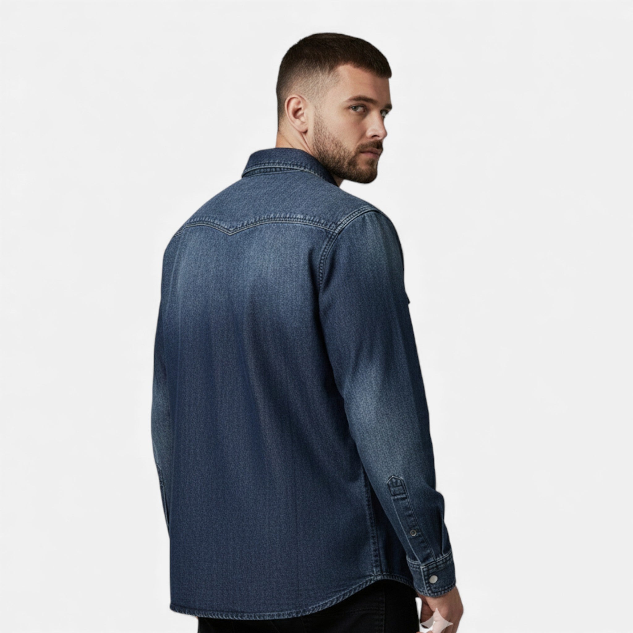 Men's Loose-Fit Denim Shirt for Autumn Winter