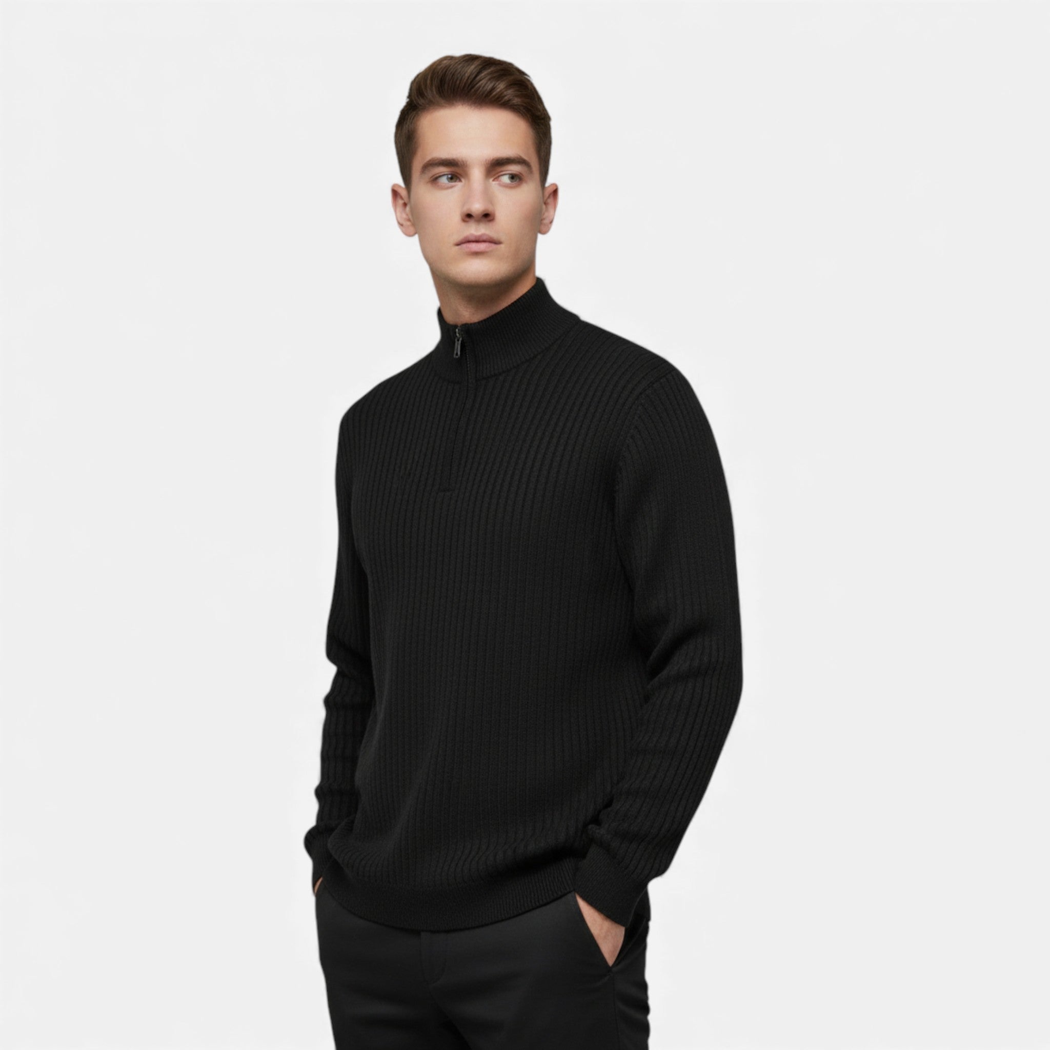 Men's Zip Front Thermal Knit Sweater