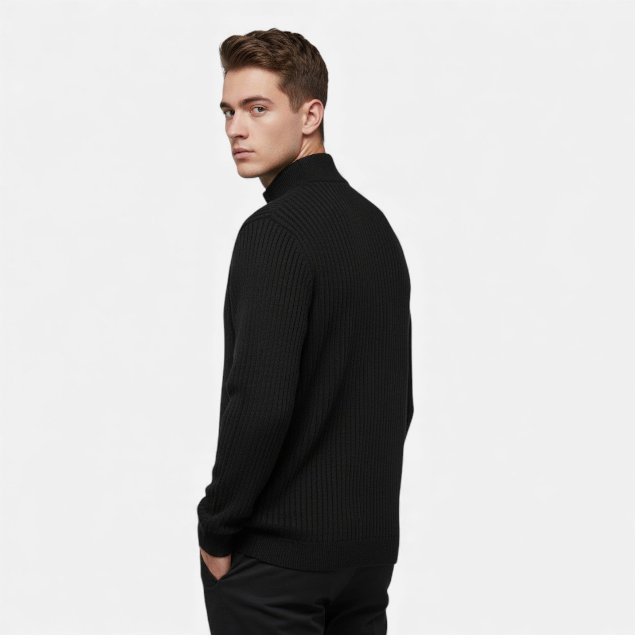 Men's Zip Front Thermal Knit Sweater