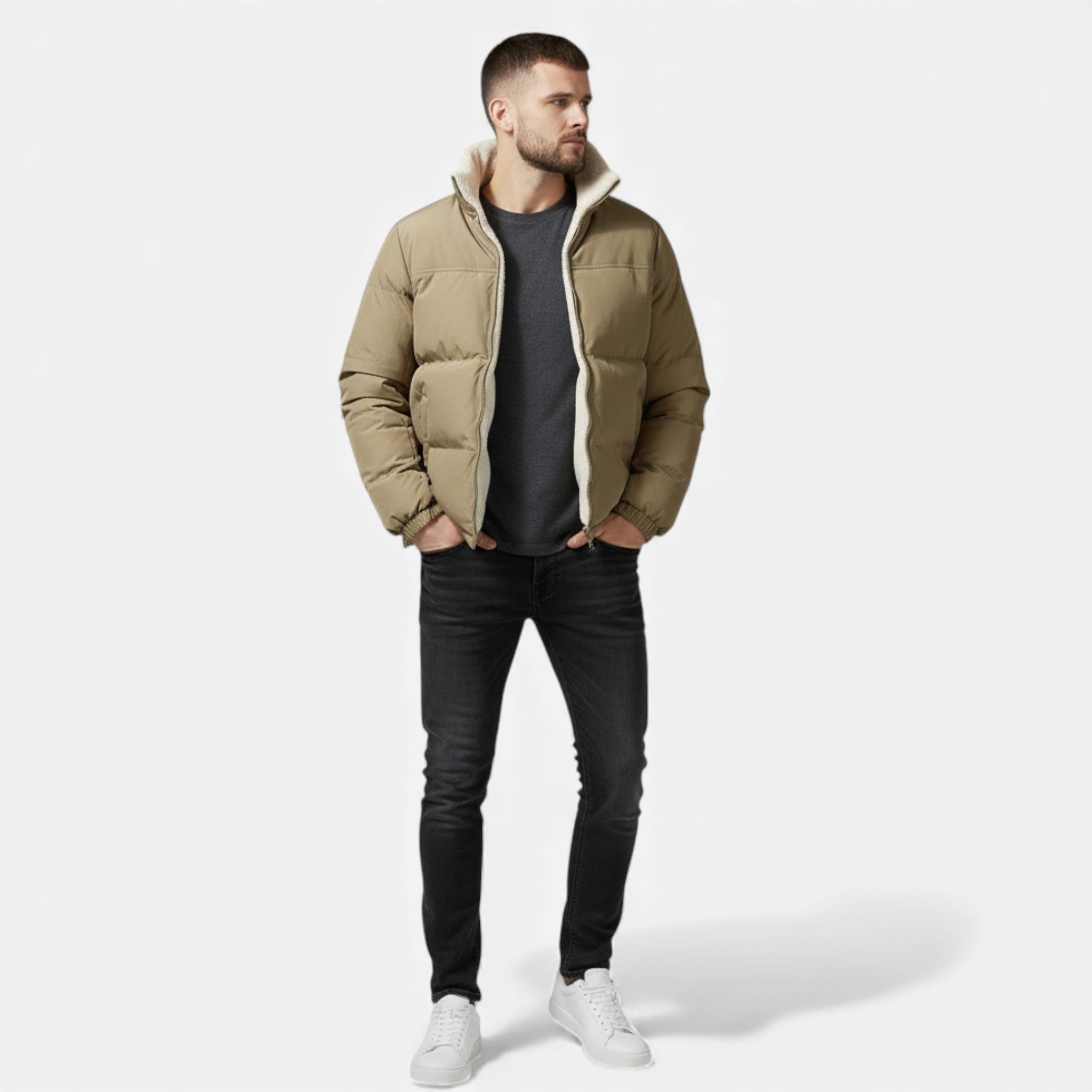 Men's Plush-Lined Thick Winter Puffer Jacket