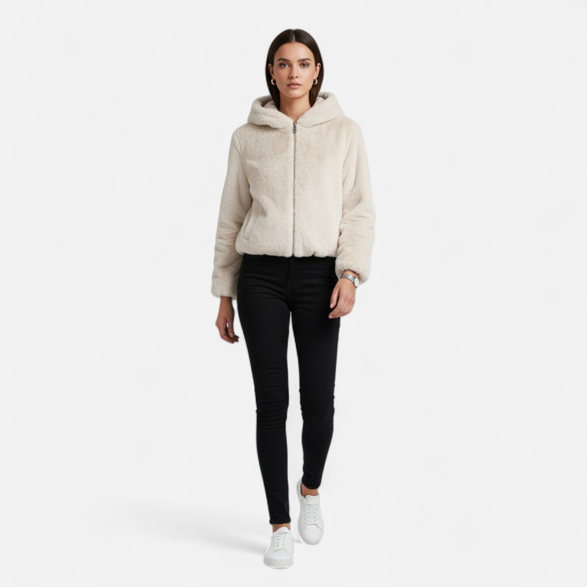 Women's Hooded Faux Fur Coat
