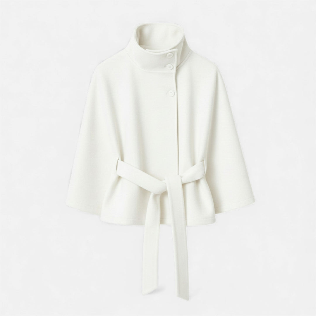 Cappotto mantella classico da donna sofisticato con cintura e taglio fluido