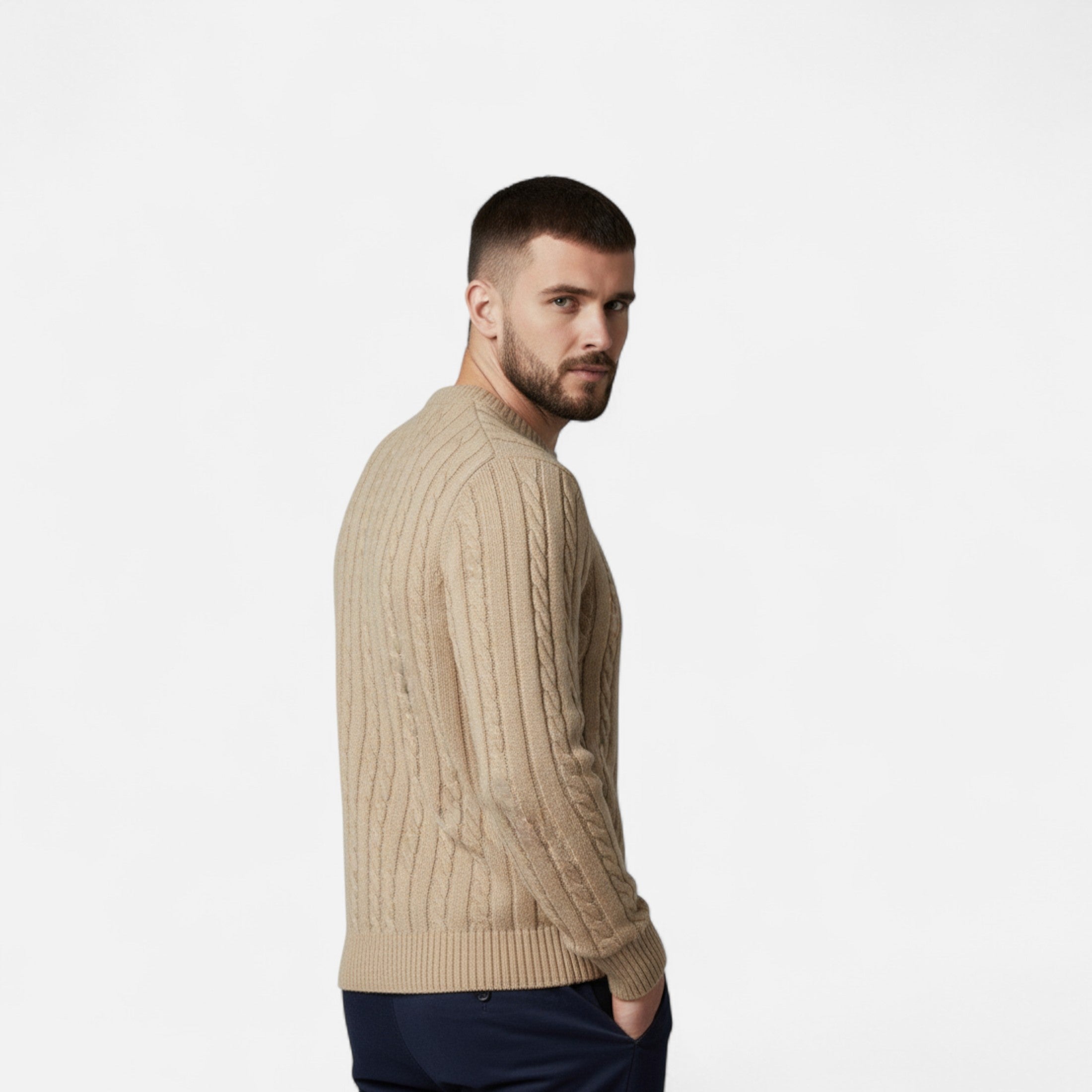 Men's Cotton Blend Round Neck Sweater