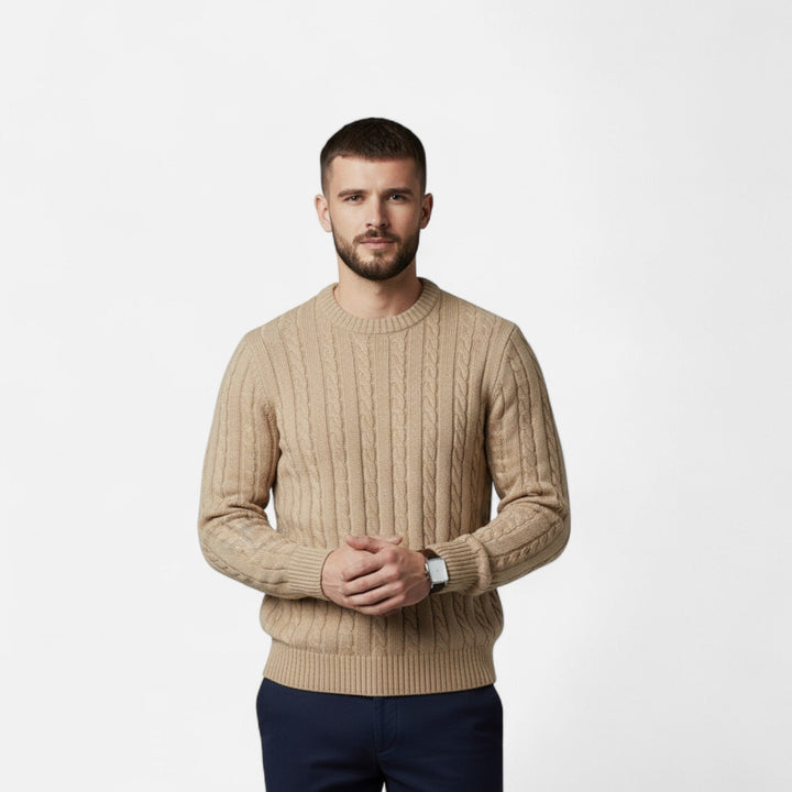 Men’s Timeless Winter Knit Outdoor Sweater with Round Neckline Style