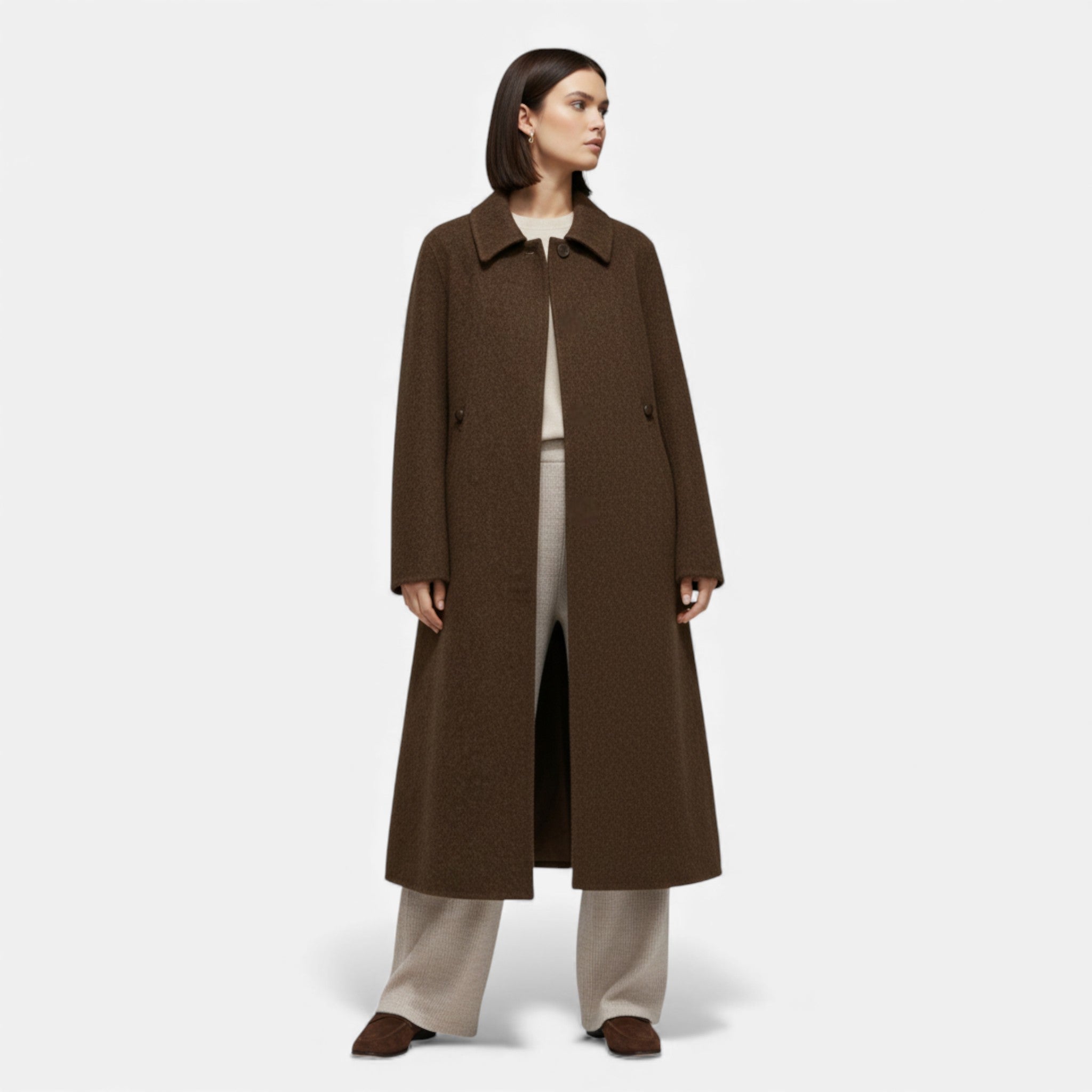 Women's Structured Long Wool Blend Winter Coat
