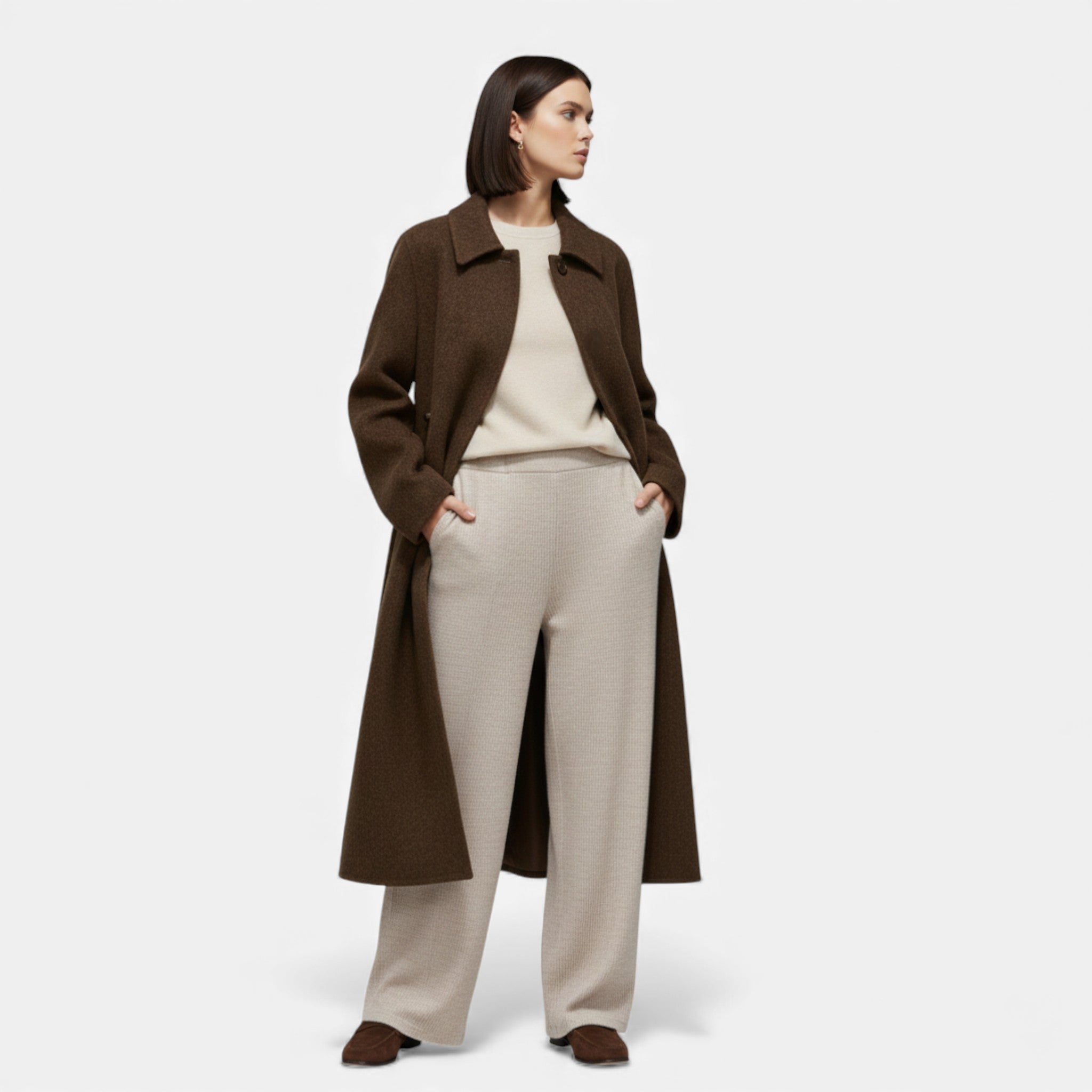 Women's Structured Long Wool Blend Winter Coat