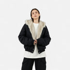 Women's Vintage Style Hooded Coat with Fur Collar